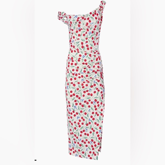 Carolina Herrera Cherry Draped Midi Dress - Picture 4 of 14